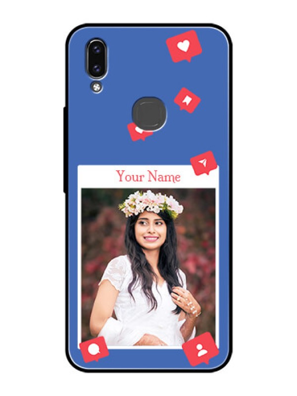 Custom Vivo Y85 Custom Glass Phone Case - Like Share And Comment Design