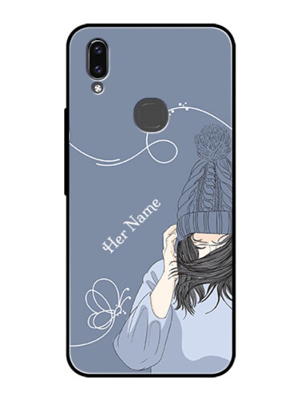 Custom Vivo Y85 Custom Glass Mobile Case - Girl in winter outfit Design