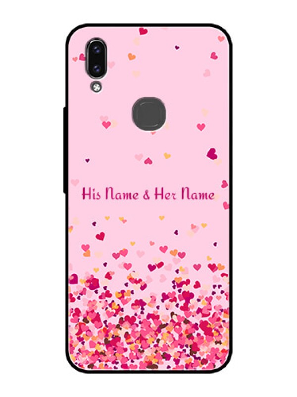 Custom Vivo Y85 Photo Printing on Glass Case - Floating Hearts Design