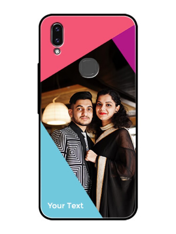 Custom Vivo Y85 Custom Glass Mobile Case - Stacked Triple colour Design