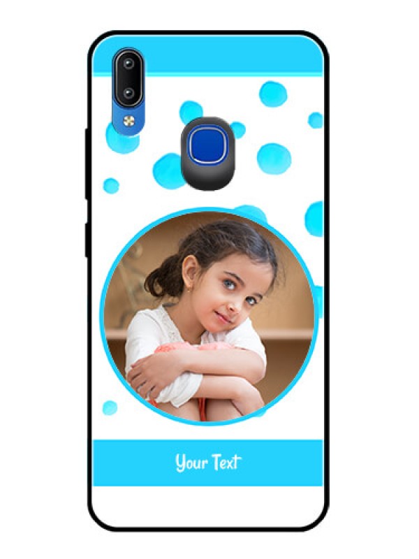 Custom Vivo Y91 Photo Printing on Glass Case  - Blue Bubbles Pattern Design
