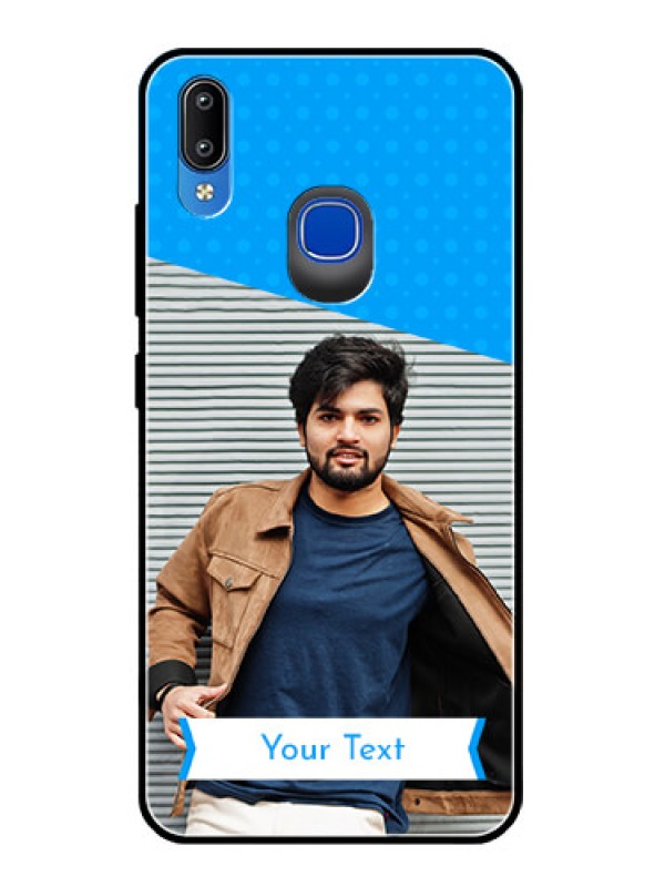 Custom Vivo Y91 Photo Printing on Glass Case  - Simple Blue Color Design