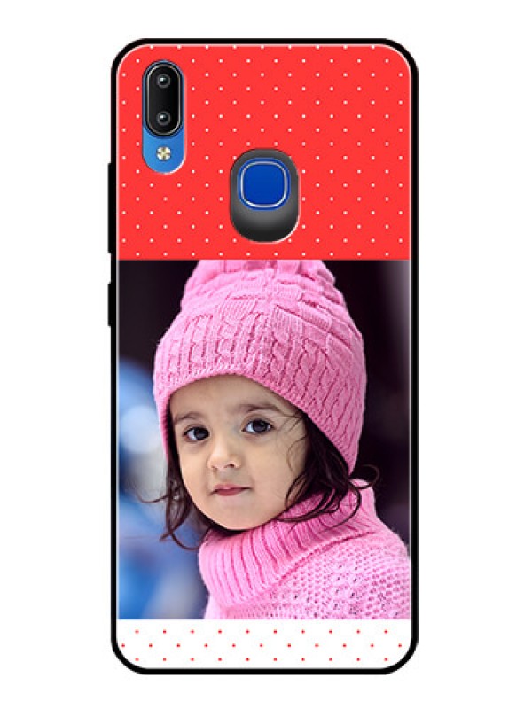 Custom Vivo Y91 Photo Printing on Glass Case  - Red Pattern Design
