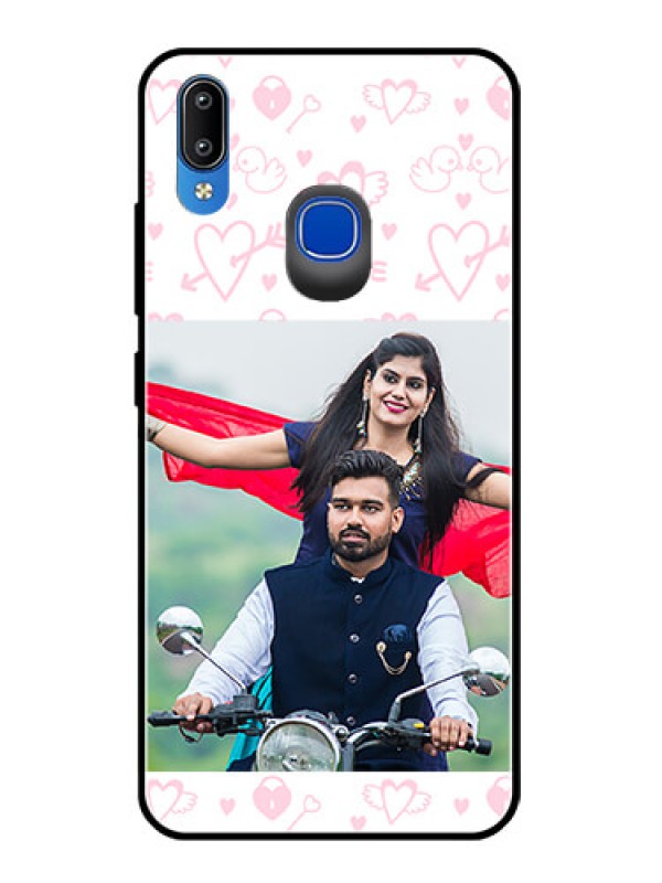 Custom Vivo Y91 Custom Glass Mobile Case  - Pink Flying Heart Design