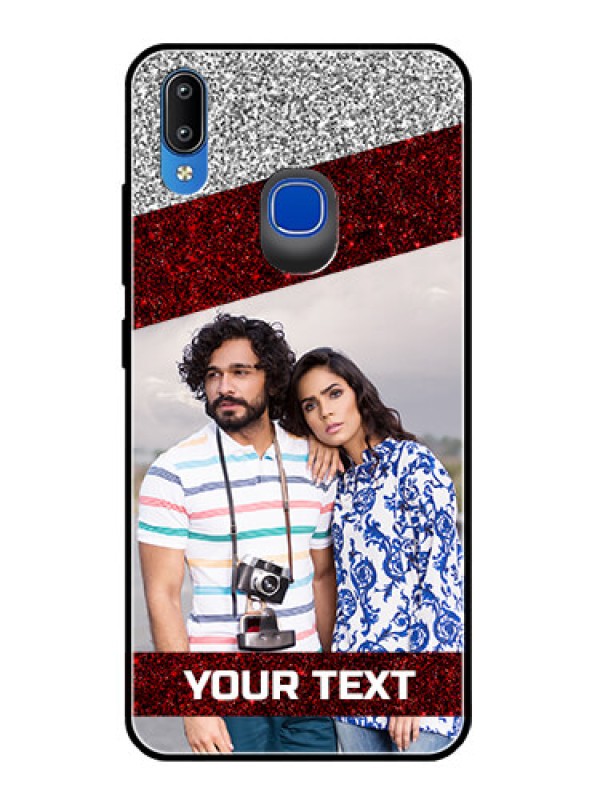 Custom Vivo Y91 Personalized Glass Phone Case  - Image Holder with Glitter Strip Design