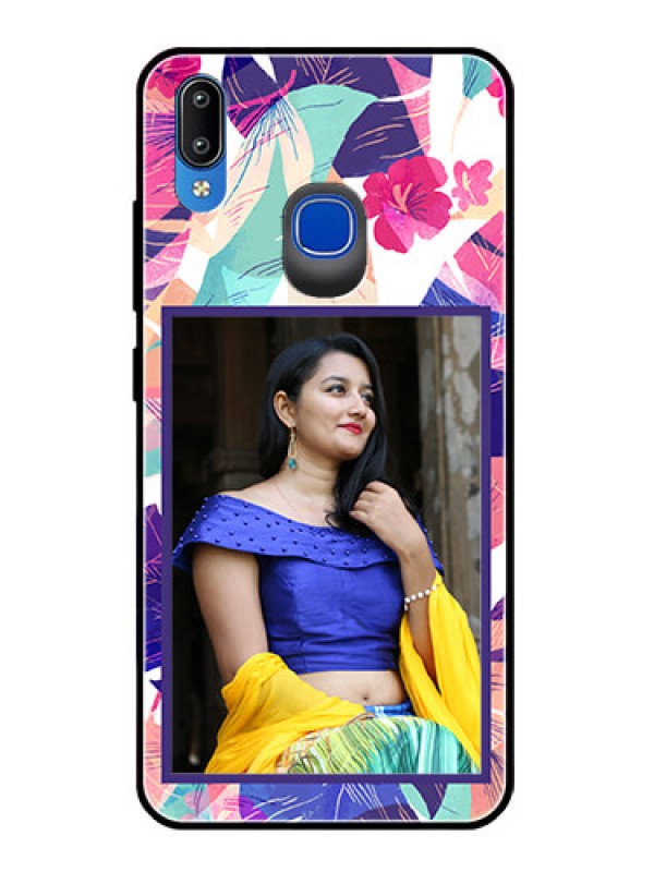 Custom Vivo Y91 Custom Glass Mobile Case  - Abstract Floral Design