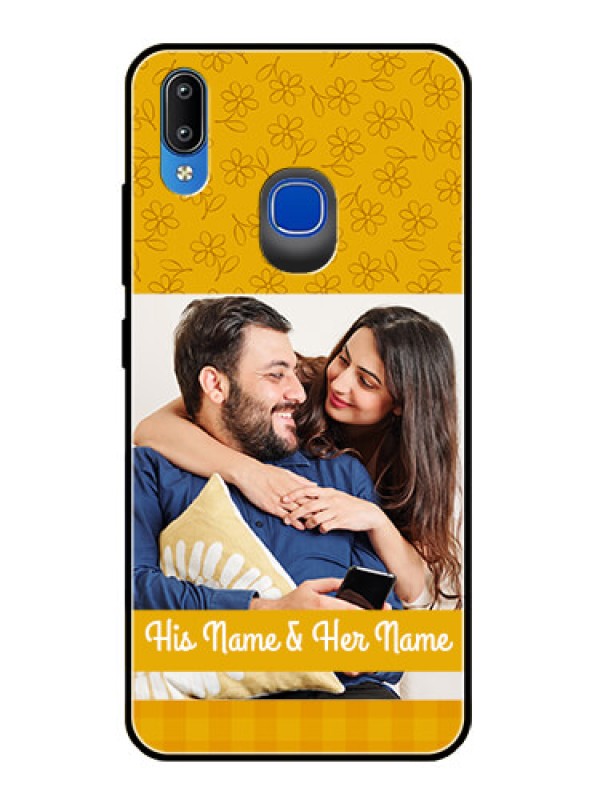 Custom Vivo Y93 Custom Glass Mobile Case  - Yellow Floral Design