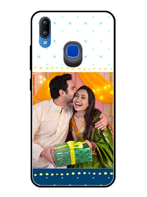 Custom Vivo Y93 Personalized Glass Phone Case  - White and Blue Abstract Design