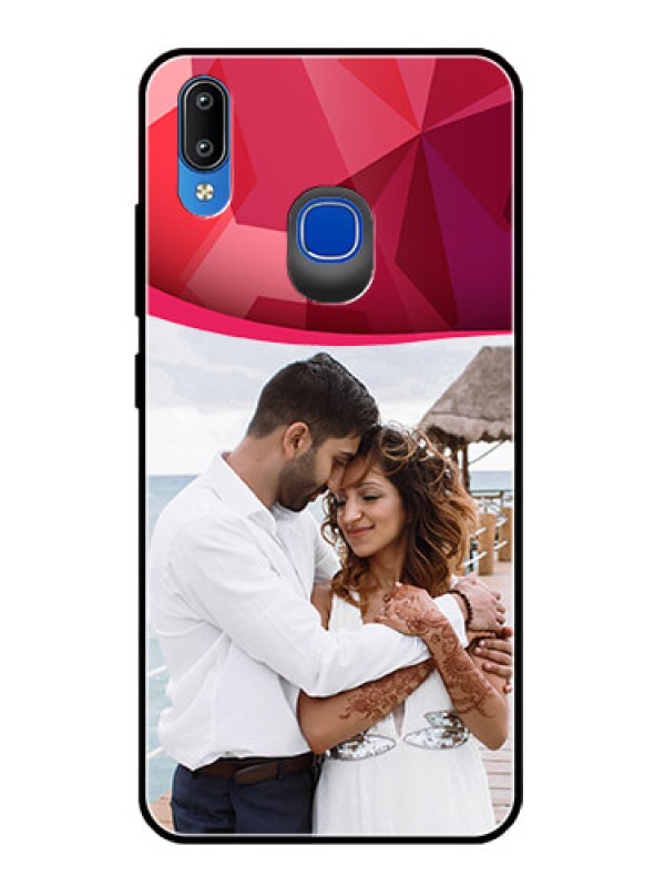 Custom Vivo Y93 Custom Glass Mobile Case  - Red Abstract Design