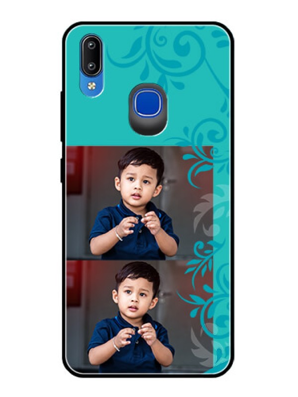 Custom Vivo Y93 Personalized Glass Phone Case  - with Photo and Green Floral Design 