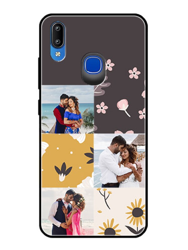 Custom Vivo Y93 Photo Printing on Glass Case  - 3 Images with Floral Design