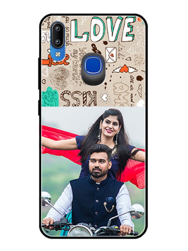 Custom Vivo Y93 Custom Glass Phone Case  - Love Doodle Pattern 