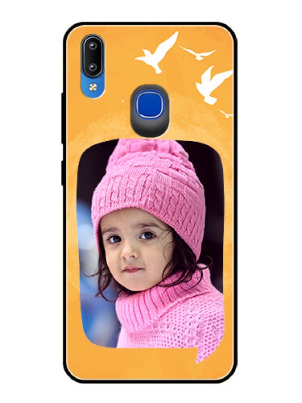 Custom Vivo Y93 Personalized Glass Phone Case  - Water Color Design with Bird Icons