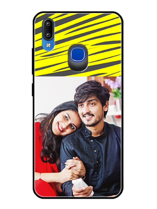 Custom Vivo Y93 Photo Printing on Glass Case  - Yellow Abstract Design