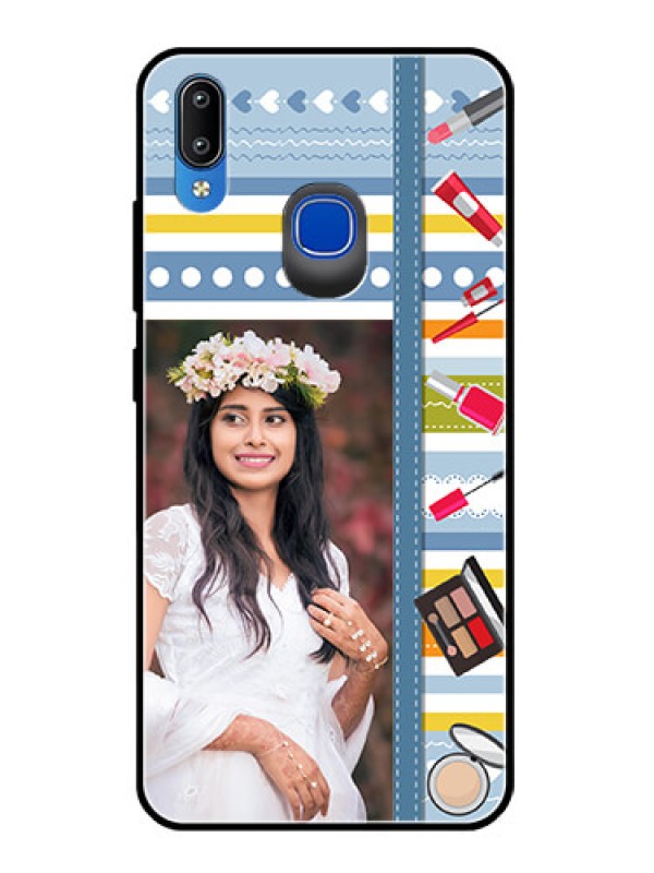 Custom Vivo Y93 Personalized Glass Phone Case  - Makeup Icons Design