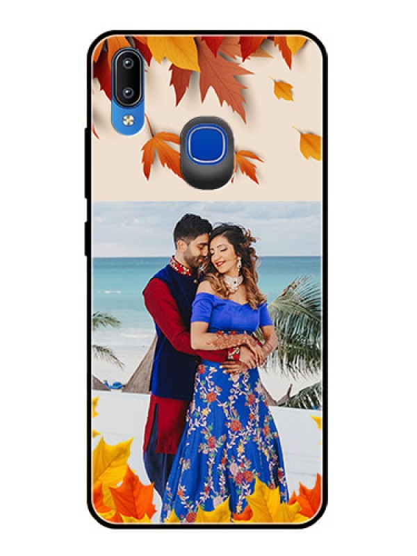 Custom Vivo Y93 Photo Printing on Glass Case  - Autumn Maple Leaves Design
