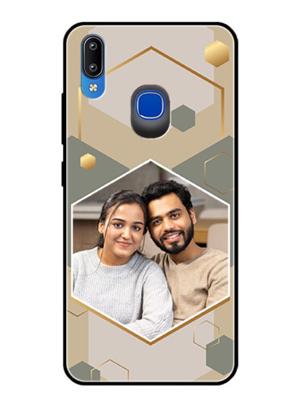 Custom Vivo Y93 Photo Printing on Glass Case - Stylish Hexagon Pattern Design