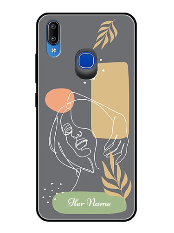 Custom Vivo Y93 Custom Glass Phone Case - Gazing Woman line art Design