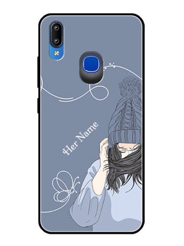 Custom Vivo Y93 Custom Glass Mobile Case - Girl in winter outfit Design