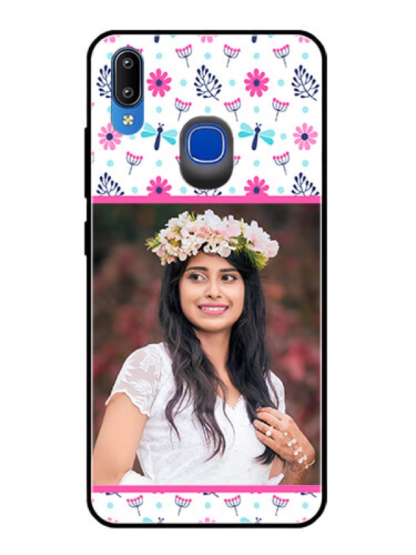Custom Vivo Y95 Photo Printing on Glass Case  - Colorful Flower Design