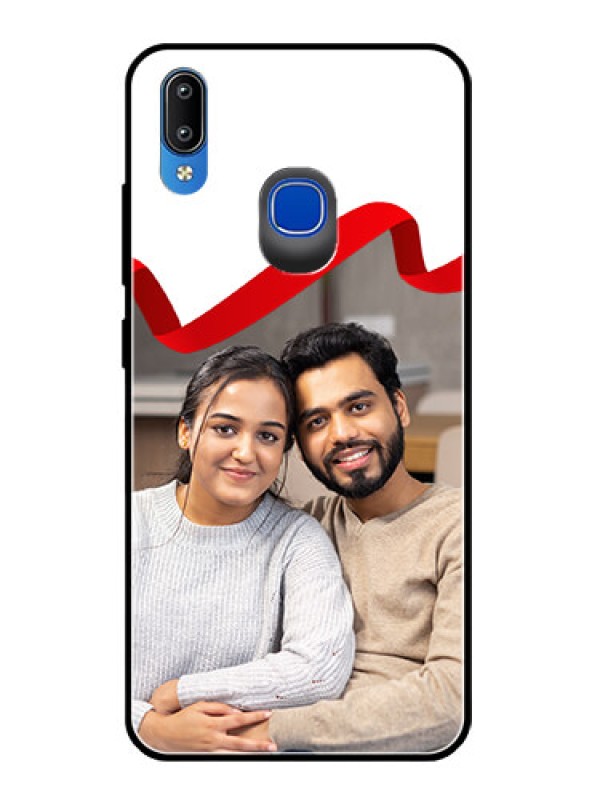 Custom Vivo Y95 Photo Printing on Glass Case  - Red Ribbon Frame Design