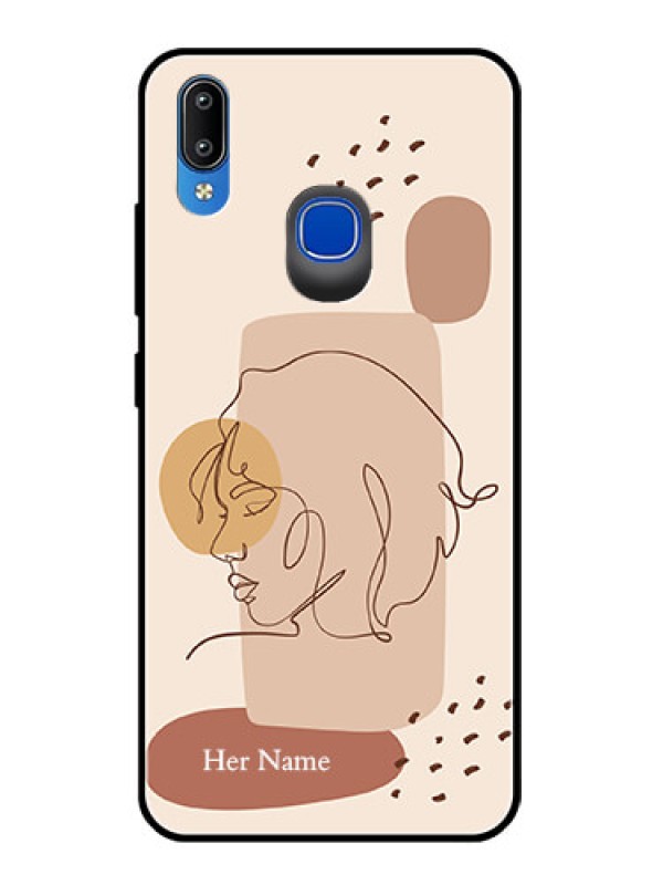 Custom Vivo Y95 Photo Printing on Glass Case - Calm Woman line art Design