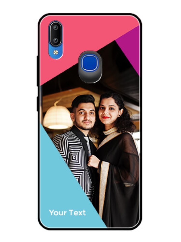 Custom Vivo Y95 Custom Glass Mobile Case - Stacked Triple colour Design