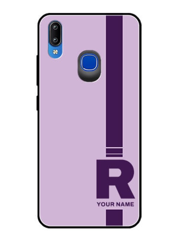 Custom Vivo Y95 Photo Printing on Glass Case - Simple dual tone stripe with name Design