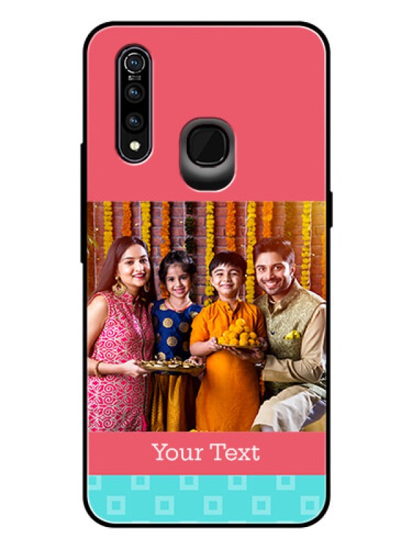 Custom Vivo Z1 Pro Personalized Glass Phone Case  - Peach & Blue Color Design
