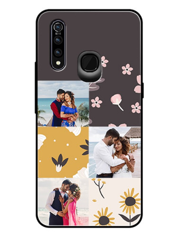 Custom Vivo Z1 Pro Photo Printing on Glass Case  - 3 Images with Floral Design