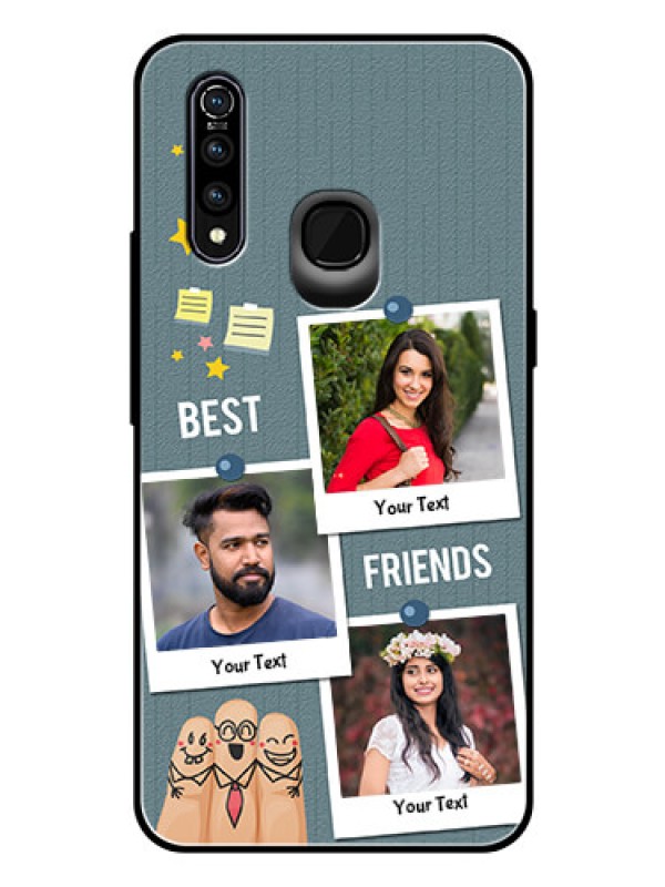 Custom Vivo Z1 Pro Personalized Glass Phone Case  - Sticky Frames and Friendship Design