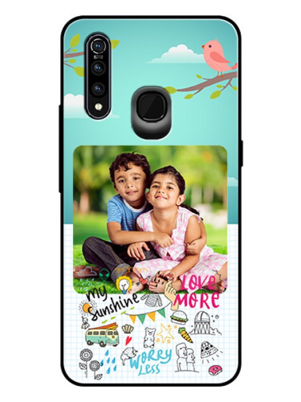 Custom Vivo Z1 Pro Photo Printing on Glass Case  - Doodle love Design