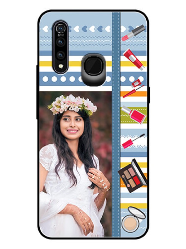 Custom Vivo Z1 Pro Personalized Glass Phone Case  - Makeup Icons Design