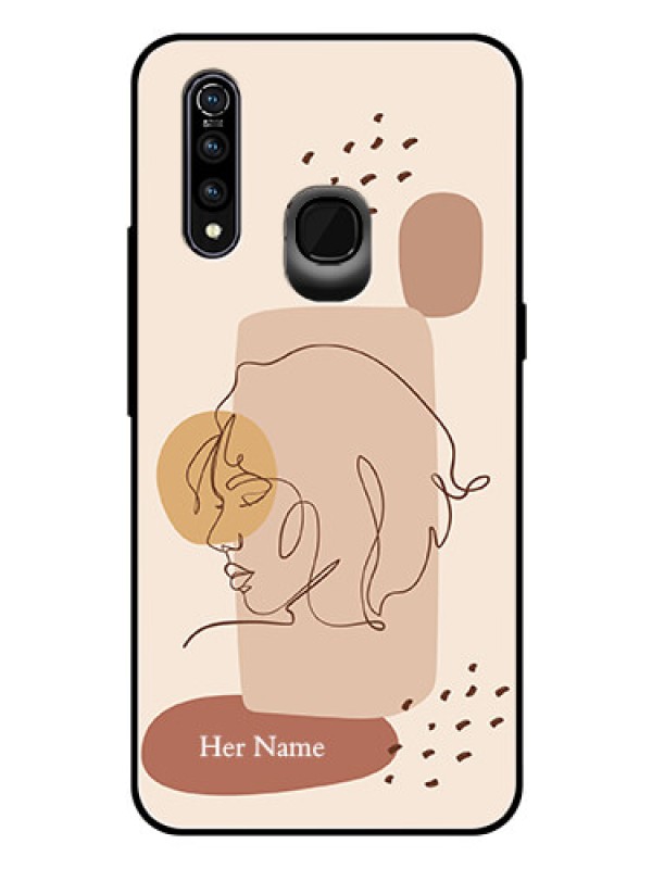 Custom Vivo Z1 Pro Photo Printing on Glass Case - Calm Woman line art Design