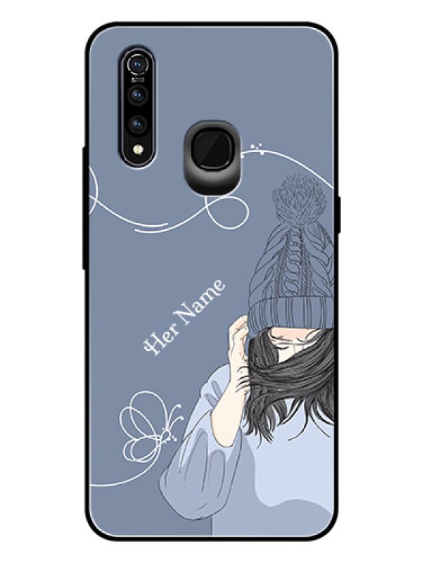 Custom Vivo Z1 Pro Custom Glass Mobile Case - Girl in winter outfit Design