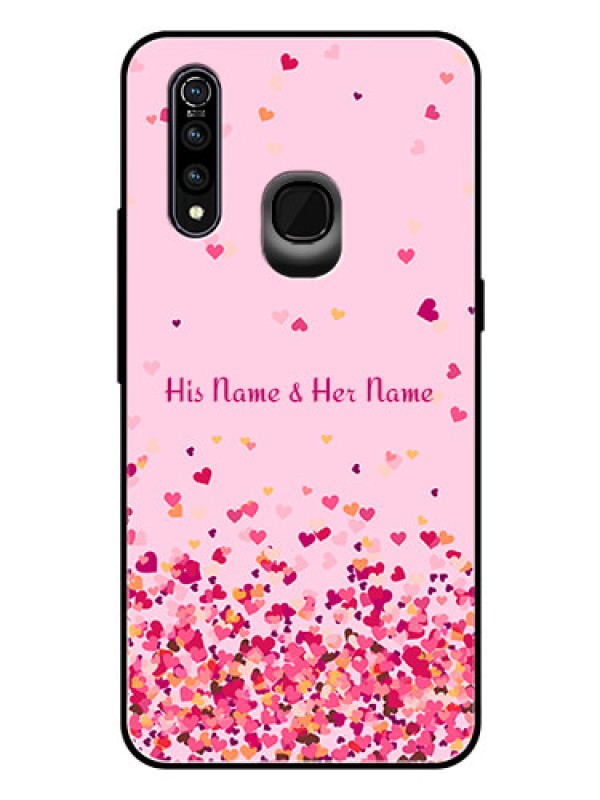 Custom Vivo Z1 Pro Photo Printing on Glass Case - Floating Hearts Design
