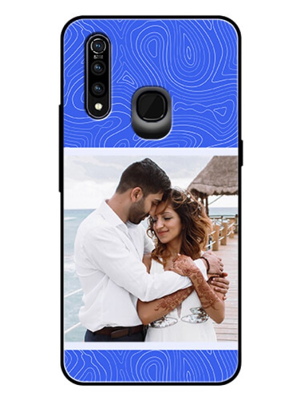 Custom Vivo Z1 Pro Custom Glass Mobile Case - Curved line art with blue and white Design