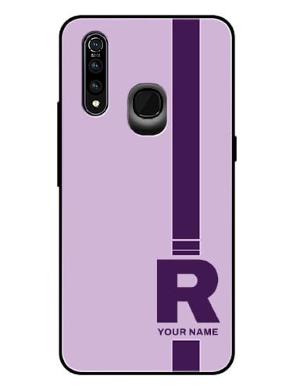 Custom Vivo Z1 Pro Photo Printing on Glass Case - Simple dual tone stripe with name Design