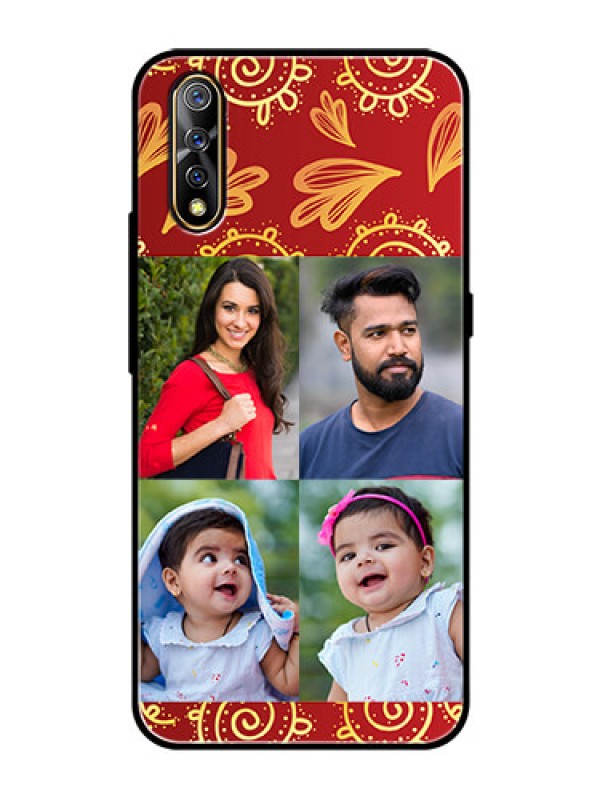 Custom Vivo Z1x Photo Printing on Glass Case  - 4 Image Traditional Design