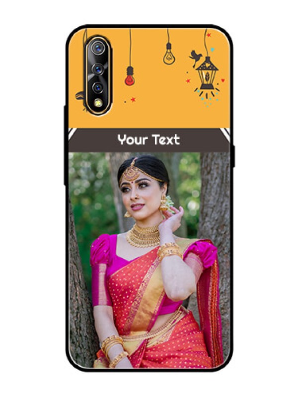 Custom Vivo Z1x Custom Glass Mobile Case  - with Family Picture and Icons 