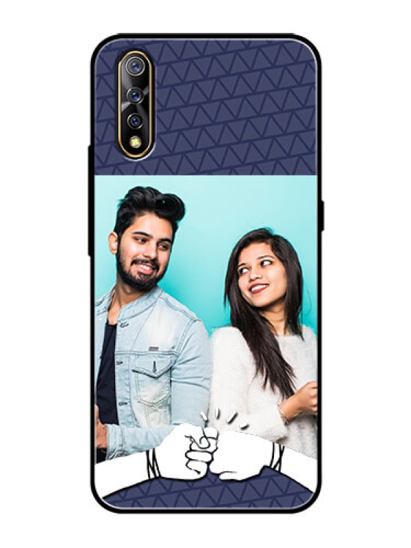 Custom Vivo Z1x Photo Printing on Glass Case  - with Best Friends Design  