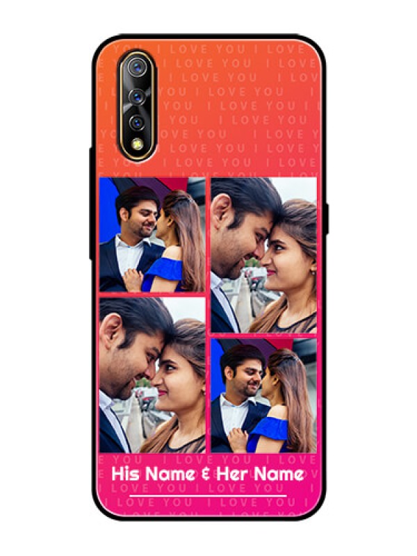 Custom Vivo Z1x Custom Glass Phone Case  - I Love You Pink Design