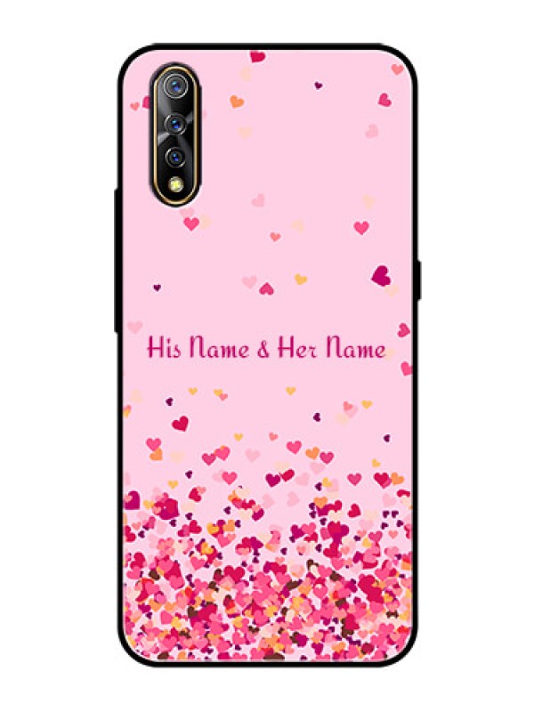 Custom Vivo Z1X Photo Printing on Glass Case - Floating Hearts Design