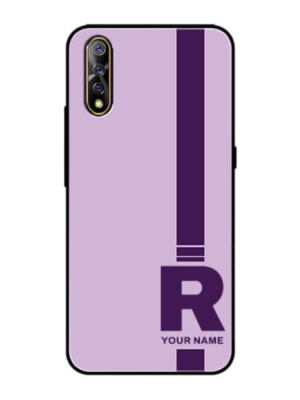 Custom Vivo Z1X Photo Printing on Glass Case - Simple dual tone stripe with name Design