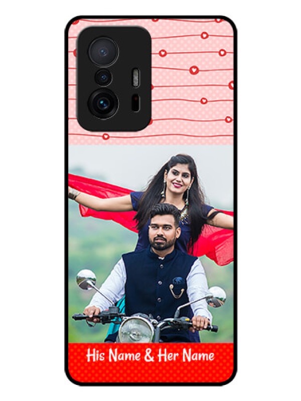 Custom Xiaomi 11T Pro 5G Personalized Glass Phone Case - Red Pattern Case Design