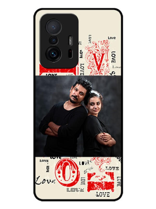 Custom Xiaomi 11T Pro 5G Photo Printing on Glass Case - Trendy Love Design Case