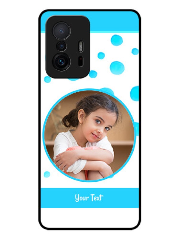 Custom Xiaomi 11T Pro 5G Photo Printing on Glass Case - Blue Bubbles Pattern Design