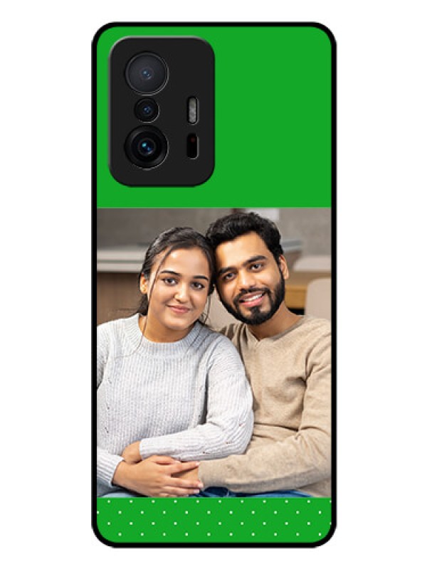 Custom Xiaomi 11T Pro 5G Personalized Glass Phone Case - Green Pattern Design