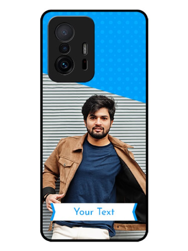 Custom Xiaomi 11T Pro 5G Photo Printing on Glass Case - Simple Blue Color Design