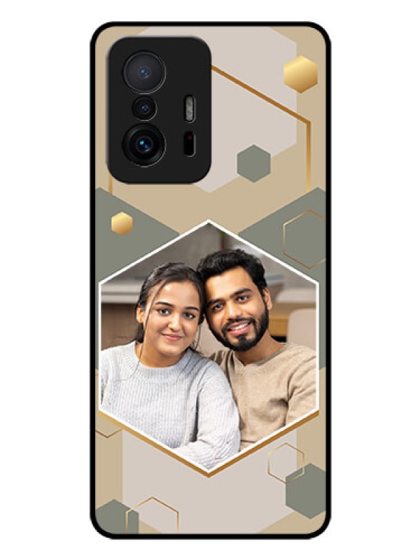 Custom Xiaomi 11T Pro 5G Photo Printing on Glass Case - Stylish Hexagon Pattern Design